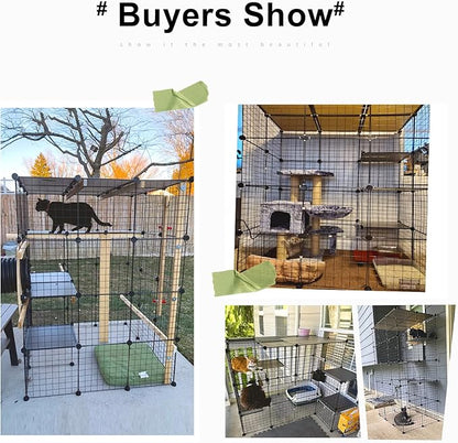 Oneluck 55 Inch Catio Outdoor Cat Enclosure with Super Large Enter Door, Balcony Cat Playpen with Platforms,DIY Outside Cat Patio Large Exercise Place Ideal for 1-3 Cats