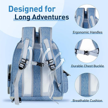Pawstrip Cat Backpack Carrier with Large Space Bubble Window, Airline Approved Breathable Pet Carrier for Small Dogs Cats up to 15lbs, Foldable for Travel Hiking & Outdoor Use