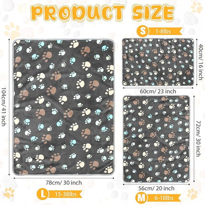 Tegeme 12 Pcs Pet Blankets Soft Fluffy Fleece Dog Cat Warm Paw Print Pattern Blankets Flannel Throw for Pets Dog Puppy Cat(41 x 30 Inch,Gray)