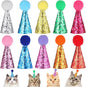 10PCS Small Party Hats for Stuffed Animals, Mini Birthday Hats for Stuffed Animals, Dogs, Cats, Adjustable Tiny Hat with Pom Poms, Holiday Birthday Costume Accessories