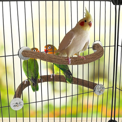 Rypet Parrot Natural Wood Stand Perch, Swing U Shape Natural Parrot Perch, U Shape Bird Chewing Stand Stick, Bird Cage Accessories for Parakeet, Conure, Cockatiel, Budgie, Lovebirds,Amazon Parrots