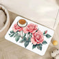 Pink Rose Pet Feeding Mat,Vintage Absorbent Quick-Dry Cat Dog Food and Water Bowl Mats,Non-Slip Rubber Backing Mat,Cat Dog Accessories Supplies 12"x20"
