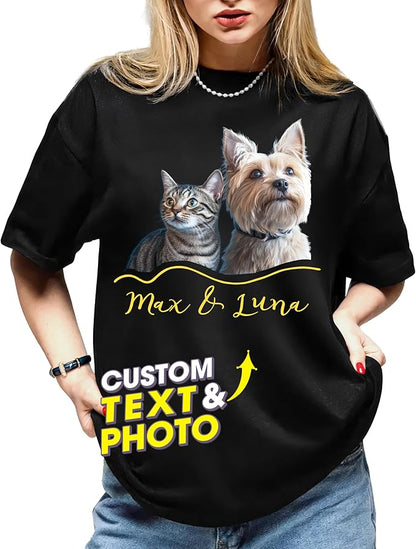 H-DEWALL Custom Shirts Custom Bootleg Rap Shirt for Him Custom Face Shirt with Photo Pet Custom Tees Gift for Dog Cat Lover