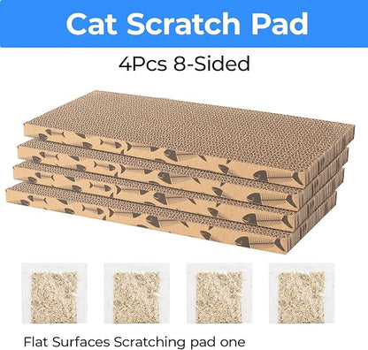 Mini Cat Scratching Board 4pcs Brown Cardboard Cat Scratcher Scratch Pad for Indoor Cats