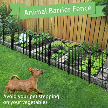 Decorative Garden Fence 17in x30ft, 30 Pack Rustproof Metal No Dig Fence Animal Barrier for Dog, Arched Flower Bed Edging Ornamental Wire Border Panel Fencing (Black, 30 Panels-17in(H) x30ft(L))