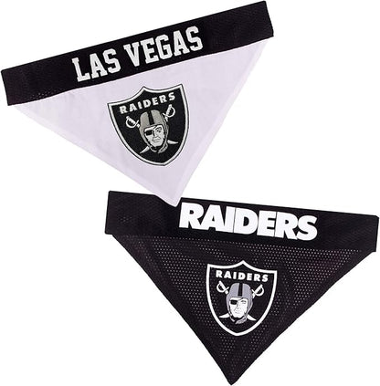 Pets First NFL LAS Vegas Raiders Reversible Bandana Size XX-Large for Dogs & Cats. 2 Sided Sports Bandana, Premium Embroidery Team Logo, Many NFL Teams Available