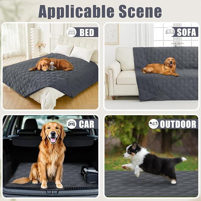 Smiry Waterproof Dog Bed Cover Blanket 40x90, Soft Reversible Pet Blanket, Washable Leakproof Cats Dogs Couch Cover for Sofa, Couch, Furniture, Dark Grey/Dark Grey