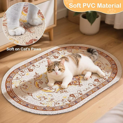 Bienbee Cat Litter Mat, 40" x 30" Jumbo Size Litter Box Mat Rug with Non-Slip Bottom, Urine and Water Proof, Easy to Clean Cat Supplies Essentials for Indoor Kitty Kitten Floor,Brown XL