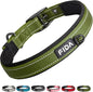 Fida Heavy Duty Dog Collar for Medium Dogs, Ultra Comfortable Soft Neoprene Padded, Adjustable Reflective Nylon Pet Collar with Durable Metal Belt Buckle for Medium Breeds (M, Green)