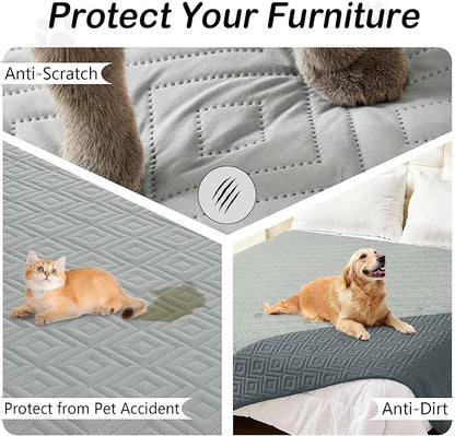 hyha Waterproof Dog Blanket, Soft Pet Bed Cover, Waterproof Sofa Couch Cover for Dogs Washable, Pet Couch Covers for Sofa Furniture (40x50 Inch, Grey/Dark Grey)