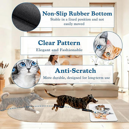 Cute Cats Pet Food Mat for Cats and Dogs–Christmas Stocking Absorbent Quick Dry Feeding Placemat, Non Slip Rubber Base, Waterproof Bowl Mat for Indoor Use, Pet Supplies 12"x20"