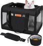 YUNIQUE Soft-Sided Cat & Dog Carrier for Pets Up to 15 Lbs, Airline Approved Collapsible Travel Puppy Carrier with Lightweight Fabric Design (Black)