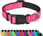 Reflective Dog Collar, Adjustable Soft Neoprene Padded Nylon Pet Collars with Buckle for Medium Dogs, Hotpink,M