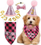 Weewooday Dog Birthday Party Supplies Birthday Boy Girl Cake Bandana Triangle Scarf Party Hat Dog Bow Tie Collar with Numbers for Large Medium Small Dog Puppy 1st Birthday(Sweet Style,Medium)