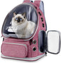 Pawstrip Cat Backpack Carrier with Large Space Bubble Window, Airline Approved Breathable Pet Carrier for Small Dogs Cats up to 15lbs, Foldable for Travel Hiking & Outdoor Use