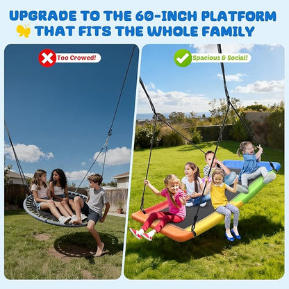 Trekassy 700lb 60" Skycurve Platform Tree Swing for Kids and Adults Wear- Resistant with 2 Hanging Straps