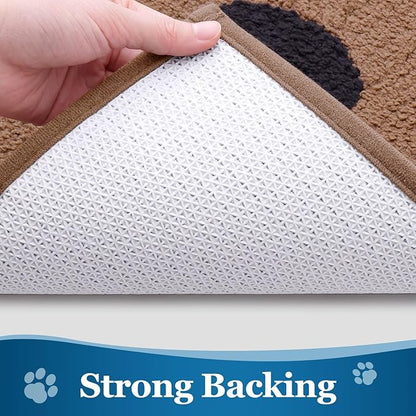 Buganda Dog Door Mat for Muddy Paws, Absorbent Dirt Trapper Washable Indoor Doormats, Non Slip Low-Profile Mud Mat for Dogs, Front Entrance Doormat for Inside Floor (36x24 Inches, Camel and Black)