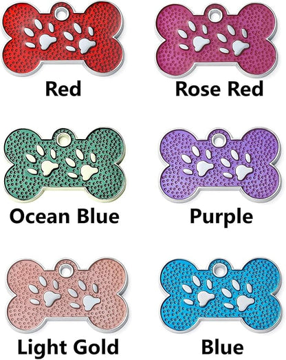Personalized Dog Cute Paw Pet ID Tag for Pet Collar or Key Chain - Dog Name tag, cat Tags Personalized, cat id tag, Kitten Name tag, Kitten id tag (Bone-Shaped-Small: Red)