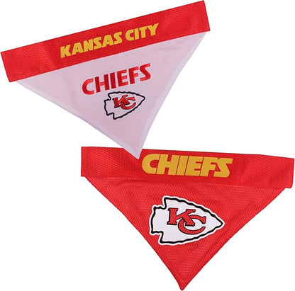 Pets First NFL DOG BANDANA - KANSAS CITY CHIEFS REVERSIBLE PET BANDANA. 2 Sided Sports Bandana with a PREMIUM Embroidery TEAM LOGO, Large/X-Large. - 2 Sizes & 32 NFL Teams available, KCC-3217-L-XL