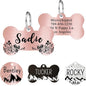 Ultra Joys Stainless Steel Personalized Dog Tags with Engraving Front and Back Customized Bone Tag with Floral Design, Rose Small