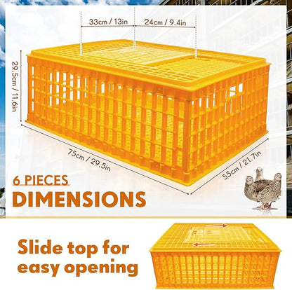 Sintuff Poultry Carrier Crate Plastic Chicken Transport Cage Bird Carriers Chickens Carrier Travel Crate Basket Box for Poultry Chicken Bird Duck Goose, 29.5 x 21.7 x 11.6 Inch (2 Pcs)
