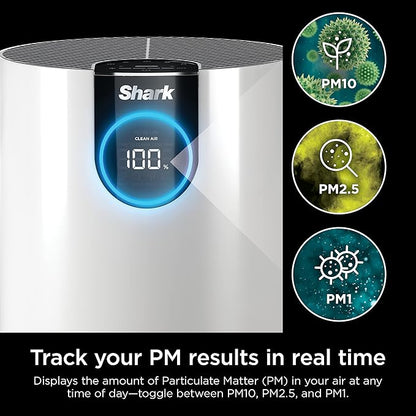 Shark Air Purifier for Home, Clean Sense, for Bedroom, Nursery, Home Office, Dorm, HEPA-Exceeding Filter, Captures Pollutants, Pet Dander, Dust, Odor, Smoke, and More, HP102PK2, White