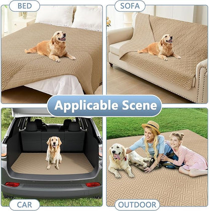 hyha Waterproof Dog Blanket, Soft Dog Bed Cover Pet Blankets, Waterproof Sofa Couch Cover for Dogs Washable, Reversible Pet Couch Covers for Sofa Furniture (82x102 Inch, Camel/Camel)