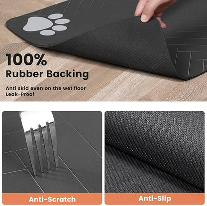 Pet Feeding Mat-Absorbent Pet Placemat for Food and Water Bowl, with Waterproof Rubber Backing, Quick Dry Water Dispenser Mat for Dog and Cat (24"x16", Lime Green)