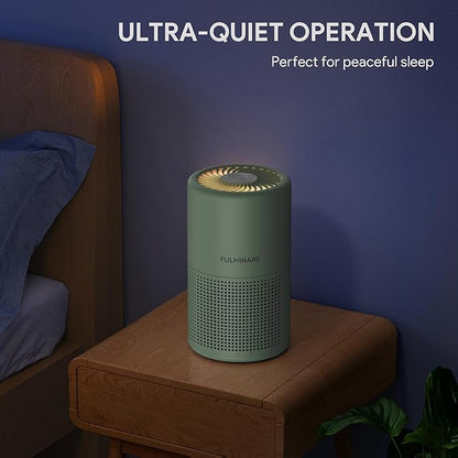 FULMINARE 2 Pack Air Purifiers for Home Bedroom H13 True HEPA Air Purifier, 3 Speeds, Timer, 24dB Quiet Air Cleaner With Night Light, Portable Small Desk Air Purifier for Smoke, Kitchen, Office, Green