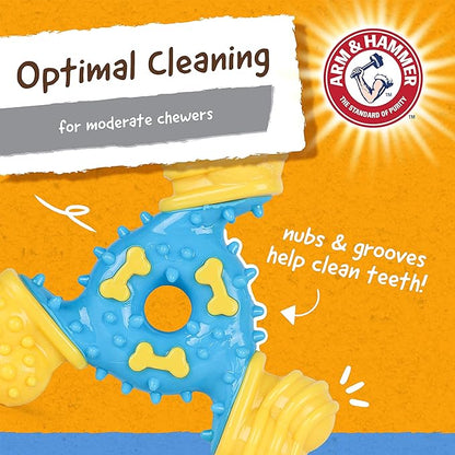 ARM & HAMMER for Pets Nubbies TriBone Dog Dental Toy Best Dog Chew Toy for Moderate Chewers Dog Dental Toy Helps Reduce Plaque & Tartar Peanut Butter Flavor Baking Soda (Pack of 24)