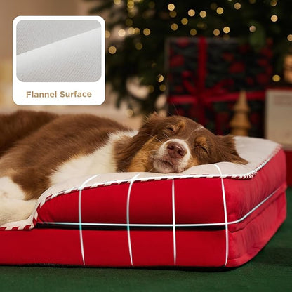 Bedsure Orthopedic Dog Beds Large Sized Dog - Washable Large Dog Cat Bed Waterproof, Comfort Dogs Couch Sofa with Washable Removable Cover, Pet Bed with Nonskid Bottom, Red, 35"