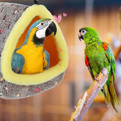 MEWTOGO Large Winter Warm Bird Nest for Cage - Comfortable Birds Bed with Support Plate, Hanging Shed Hideaway Hammock Hut Gift for Macaws African Grey Amazon Parrots