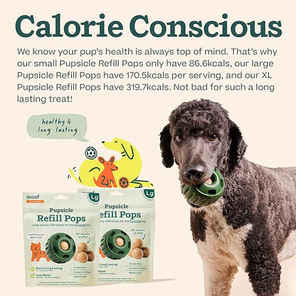 WOOF Pupsicle Refill Pops, Delicious Long Lasting Dog Treats, Pre-Made Pupsicle Refills for Dogs, Wholesome Ingredients, Low-Mess Beef Pet Treats - Large Pops - 7 Count - 3 Pack