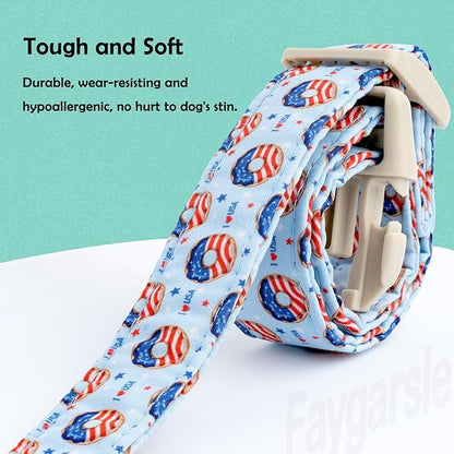 Faygarsle Patriotic Dog Collar, 4th of July Design, American Flag Pattern, Light Blue Summer Design for Small Medium Large Dogs S
