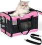 Cat Carrier Airline Approved, Soft-Sided Dog Carrier with Inner Safety Leash, Pet Transport Carrier for Small-Medium Cats Puppies up to 15 Lbs, Collapsible Travel Kitten Carrier Bag -Pink M