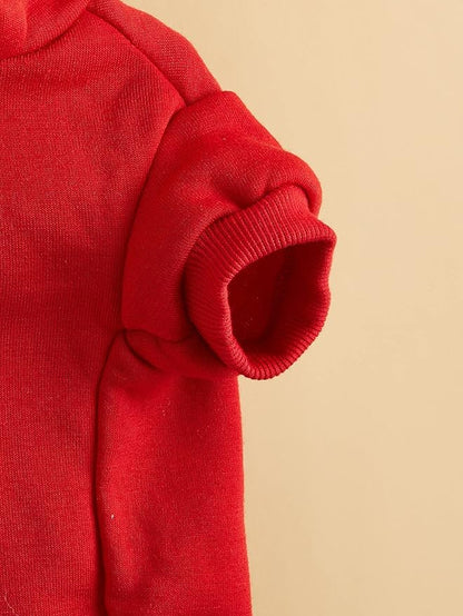 QWINEE Basic Dog Hoodie Sweatshirt Puppy Sweater Warm Cat Costumes Pet Clothes for Chihuahua Puppy Kitten Small Medium Dogs Red Large