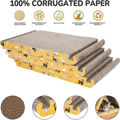 CATISM Cat Scratcher Cat Scratching Board - Foldable - Triangle, 6 Usable Sides Scratchers for Indoor Cats, Durable Recyclable Cats Cardboard Vertical(Pack of 3)