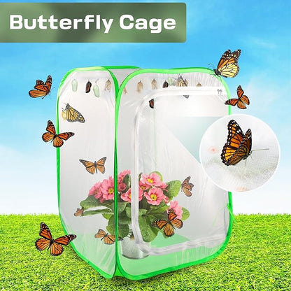 Mesh Plant Tent Enclosure, Pop-Up Cage Plant Cover, Outdoor Garden Protection Guard for Pests, Bird, Pest (16 x 16 x 24 Inches)