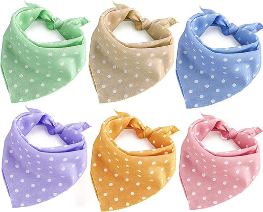 6PCS Spring Dog Bandanas Cat Birthday Cute Soft Cotton Puppy Scarfs Washable Daily Handkerchief Pink Green Blue Orange Purple Gifts, Adjustable Accessories for Small Medium Large Girl Boy Pup Pet