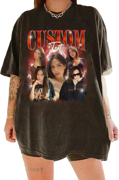 NAZENTI Custom Bootleg Rap Tee, Custom T-Shirts with Picture, Retro Custom Bootleg, Valentine's Gifts for Him Her