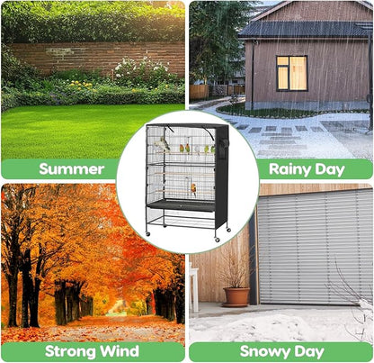 Bird Cage Cover, Large Birds Cage Covers for Night, Birds Cover for Cage with Adjustable Front Curtain, Blackout & Breathable Birdcage Covers for Parrot, Small Animals(Not Include Bird Cage)