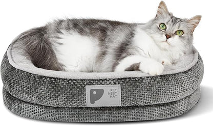 Orthopedic Cat Bed for Puppy & Kitten,Cat Sofa Bed with Egg Crate Foam Four Sided Dog Couch Beds with Removable Cover & Non-Slip Bottom Grey XS