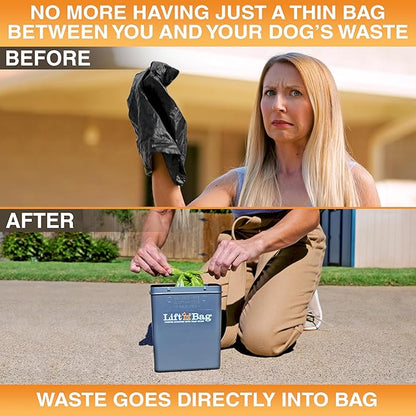 Neater Pet Brands Lift N’ Bag 2.0 Dog Pooper Scooper with Bag Attachment for Small to Large Dogs, New & Improved Design, 15 Refill Bags, Heavy Duty Dog Poop Scooper for Yard & Walks, One-Hand Use