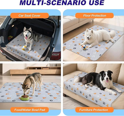 Washable Pee Pads for Dogs, 2 Pack Absorbent Reusable Training Dog Pads Pet Puppy Pads, Non-Slip Potty Pads for Whelping, Playpen, Crate, Bed, Orange, 34"x63"