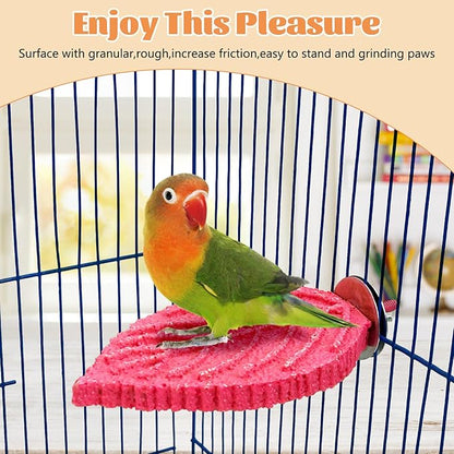 3 Pcs Bird Perch Resin Bird Beak Grinding Stone Leaf Shape Perch Stand Foot Clawing Trimmer Platform Cage Accessories for Cockatiels Conures Budgies Lovebirds (Pink)