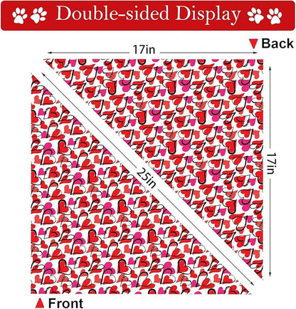 Valentines Dog Bandana Reversible Triangle Bibs Scarf Mother's Day Bandanas for Medium Large Dogs
