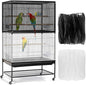 Bissap 2 PCS Bird Cage Seed Catcher, 59-90'' Universal Birdcage Net Nylon Adjustable Elastic Band Stretchy Skirts Mesh Cover for Parrot Cage Seed Guard (Not Include Birdcage)- White & Black