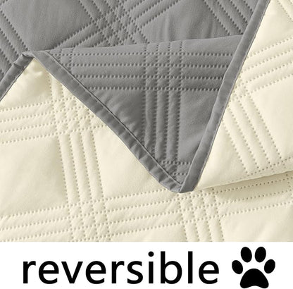 hyha Waterproof Dog Blanket, Reversible Pet Bed Blanket, Soft Sofa Couch Cover for Dogs Washable, Waterproof Pet Couch Covers for Sofa Puppy Cats Furniture Protector(40"x70", Grey/Beige)