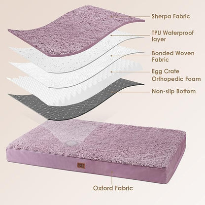 EHEYCIGA Orthopedic XXL Dog Beds for Jumbo Dogs with Removable Washable Cover, Fog Purple, 50x36