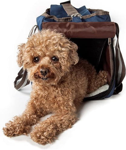 Pet Life ® Dual-Pocketed Fashion Airline Approved Pet Carrier with Included Shoulder Straps and Dual-top mesh Zippers